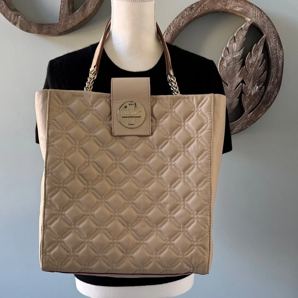 Kate Spade Quilted Large Tan Tote